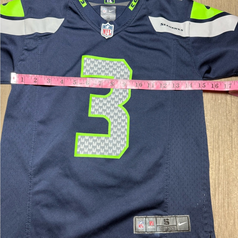 Nike NFL Seattle Seahawks Russell Wilson Youth Small Kids Jersey - Navy and Lime - Picture 2 of 5